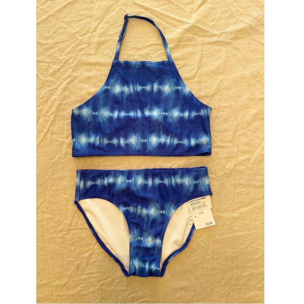 Melrose & Market NWT | Kids' Two-piece Swimsuit Blue Tie Dye | size 12 (girls)